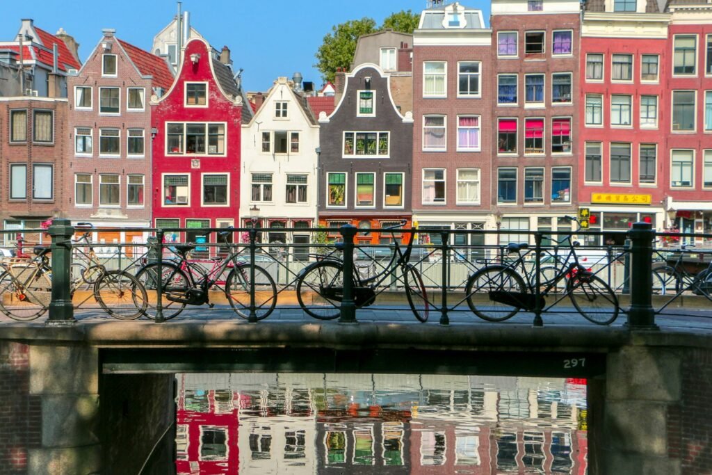 Canal houses and bicycles in Amsterdam
