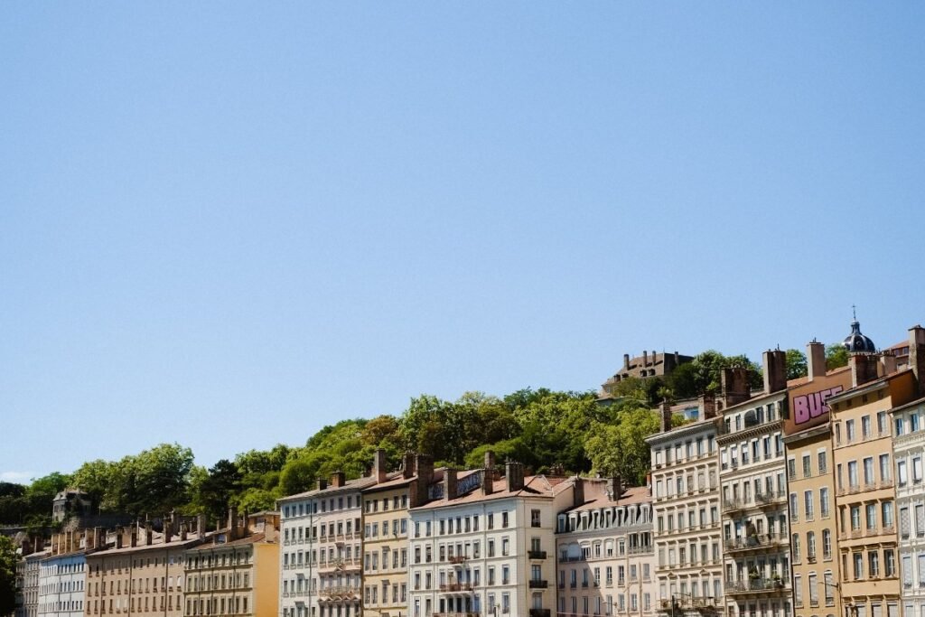 Buildings along the Saône river in Lyon, France